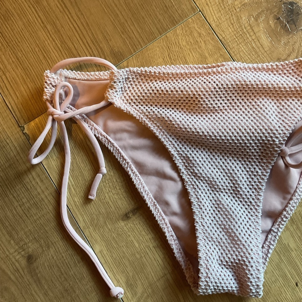 Victoria’s Secret PINK High Waisted Bikini Bottom Side Tie Pink Small - Picture 2 of 4